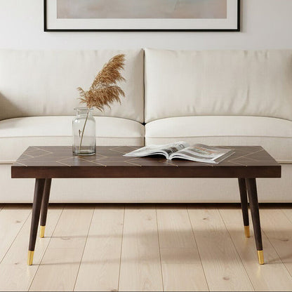 Naro dark finish mango wood coffee table, front view