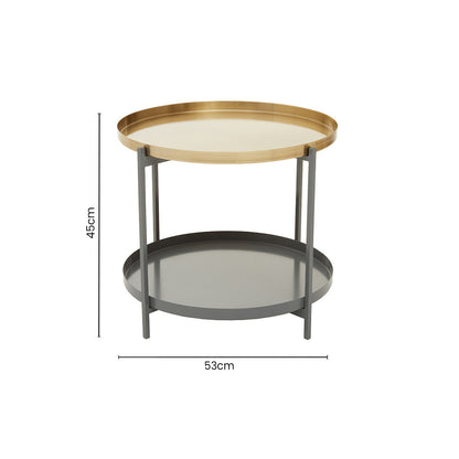Korba grey and matt gold 2 tier coffee table, additional detail