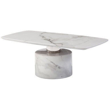 Sesto white marble coffee table, side angle