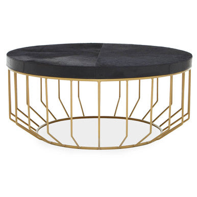 Kensington Townhouse black hair on hide coffee table, side angle
