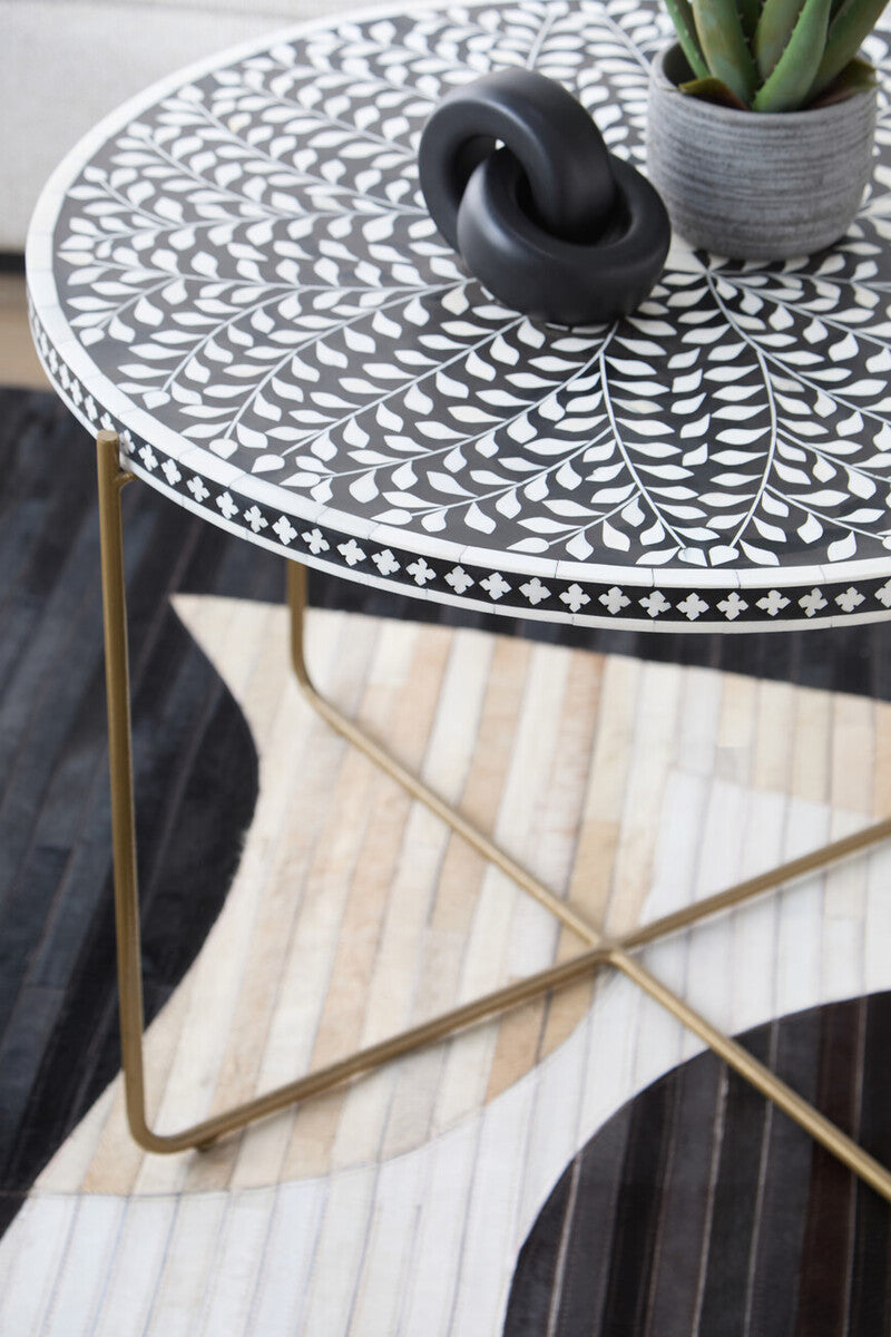 Fusion bone inlay coffee table, styled view 2