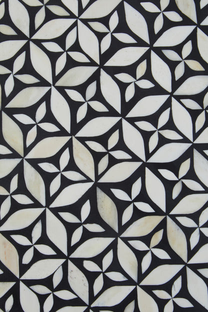 Fusion bone inlay round coffee table, base detail