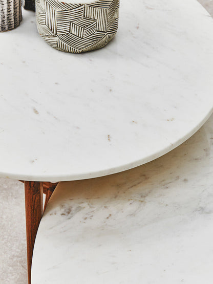 Myan white marble round coffee table, styled living room 14
