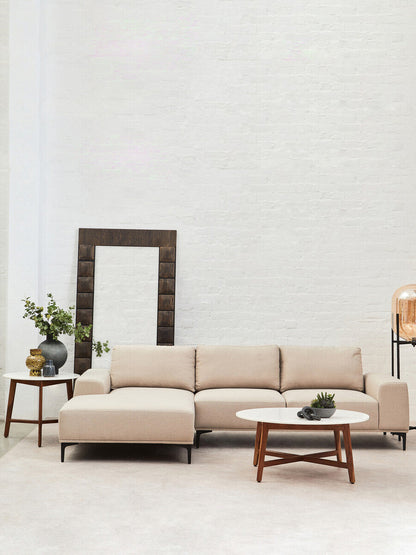 Myan white marble round coffee table, styled living room 7