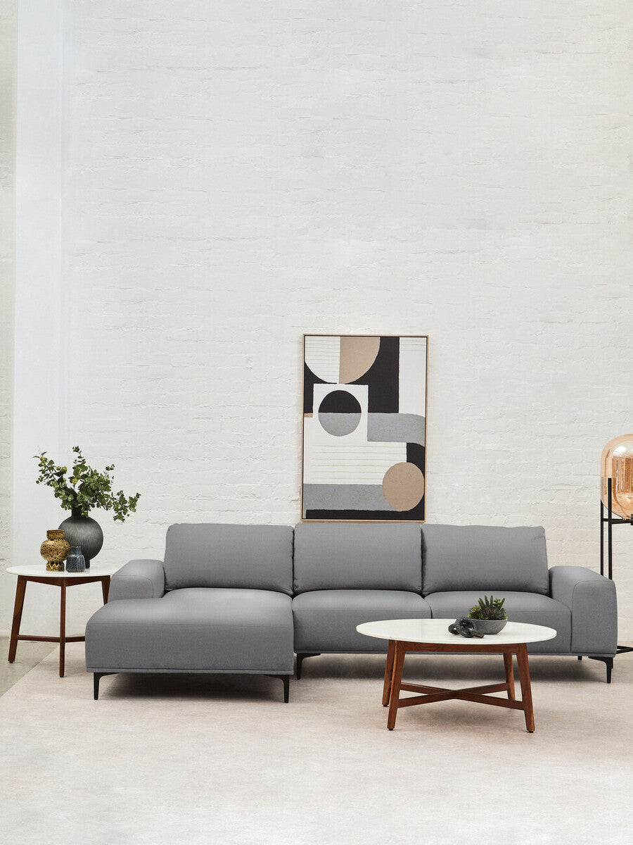 Myan white marble round coffee table, styled living room 8