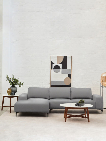 Myan white marble round coffee table, styled living room 8