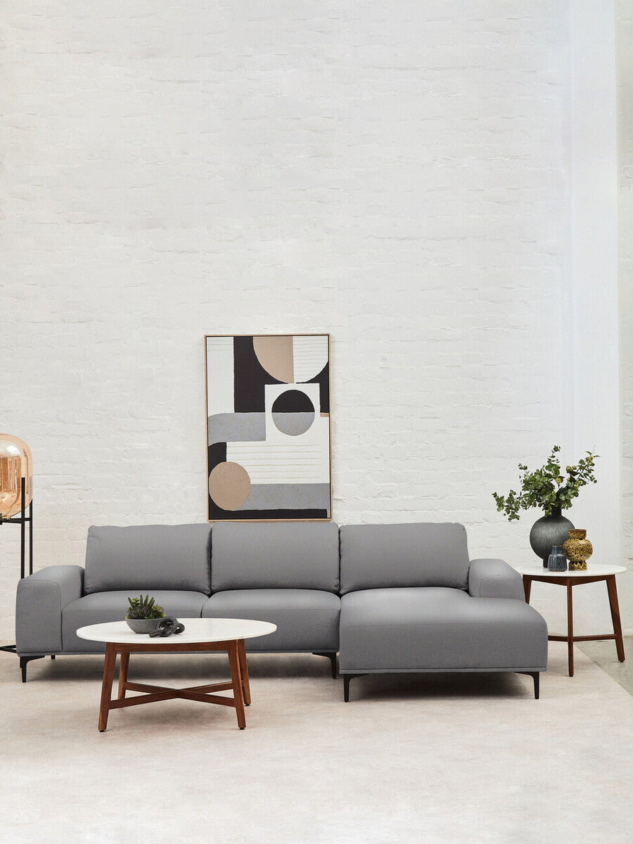 Myan white marble round coffee table, styled living room 11