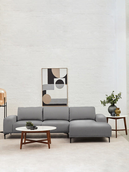 Myan white marble round coffee table, styled living room 11