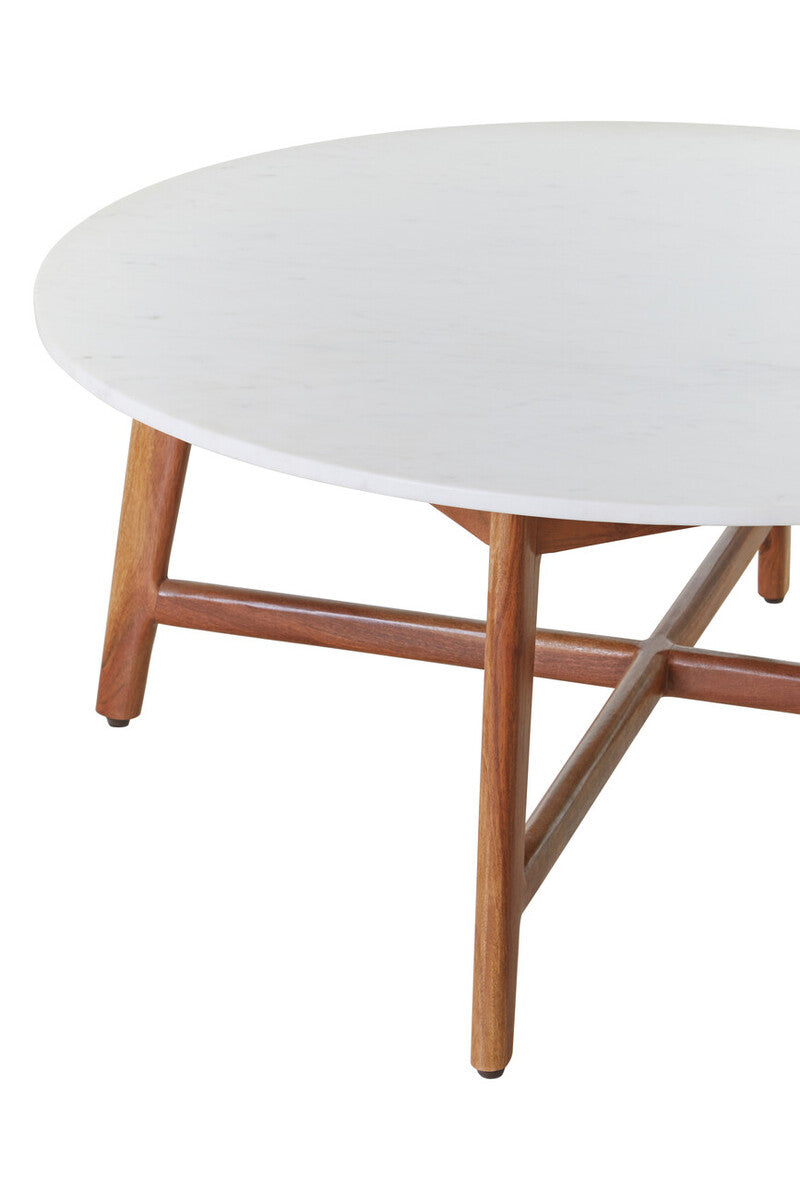 Myan white marble round coffee table, base detail 2