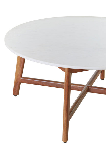 Myan white marble round coffee table, base detail 2