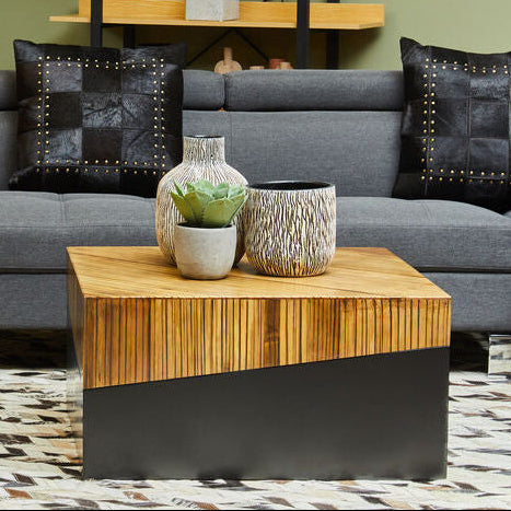 Gabor small square bamboo coffee table, living room setting
