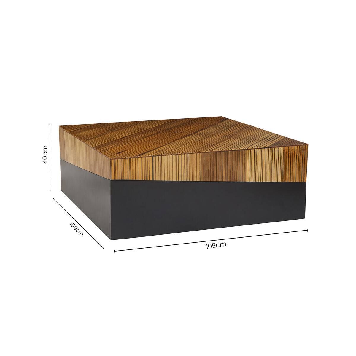 Gabor black and natural bamboo square coffee table, additional view