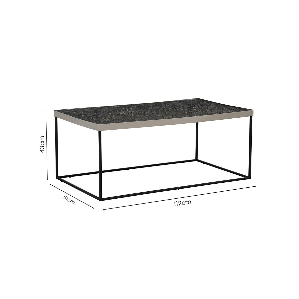 Akola silver metal and glass coffee table, additional view