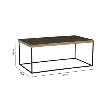 Aris black acacia wood coffee table gold inlay, extra view