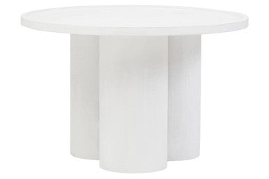 Walsa whitewash mango wood column coffee table, front view