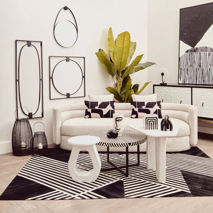 Walsa whitewash mango wood pedestal coffee table, styled living room 1