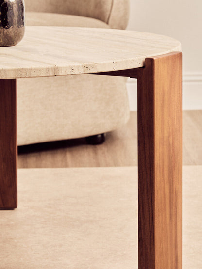 Palermo Round Travertine Top Large Coffee Table