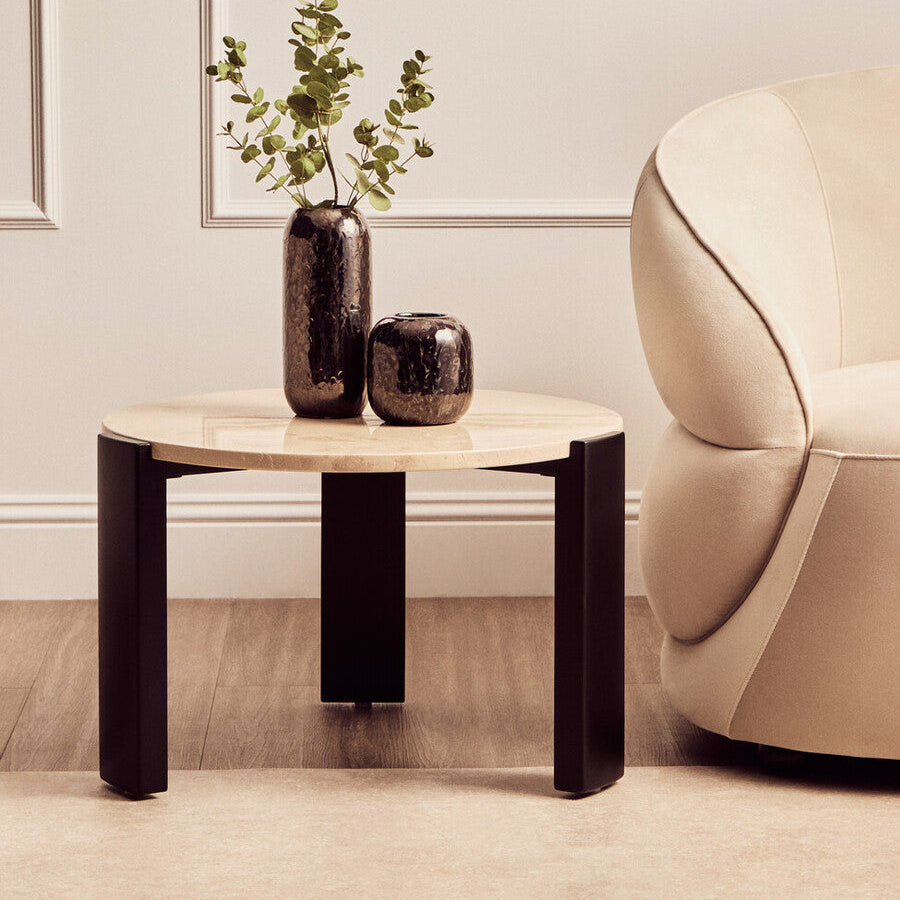 Palermo Round Cream Marble Top Small Coffee Table