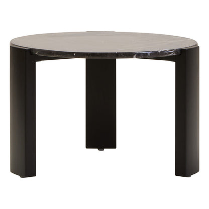 Palermo black marble small round coffee table, front view