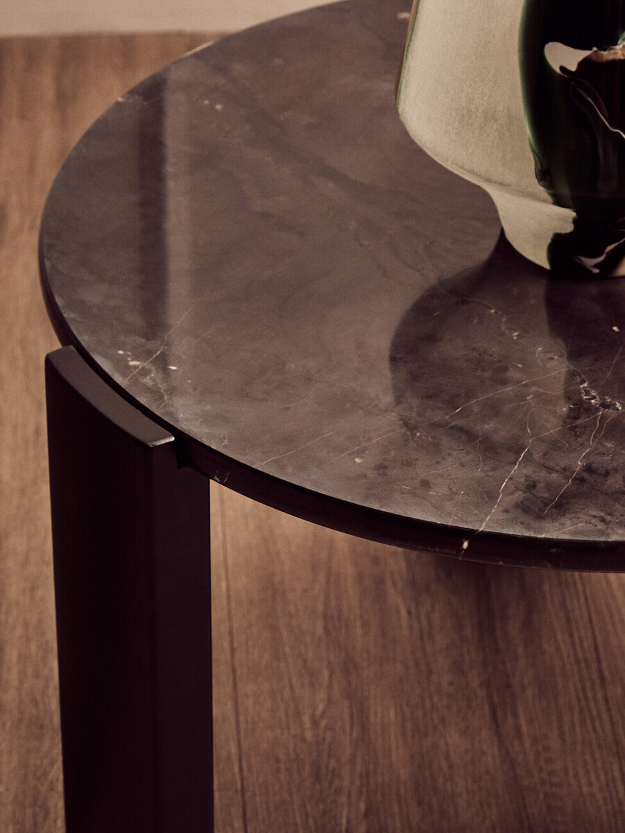 Palermo black marble small round coffee table, styled living room 3