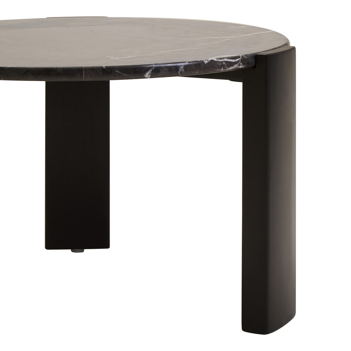 Palermo black marble small round coffee table, close up view 1