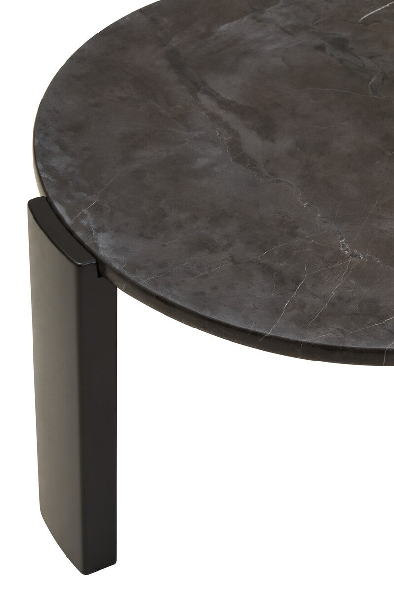 Palermo black marble small round coffee table, close up view 2