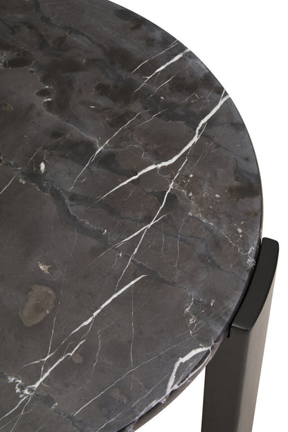Palermo black marble small round coffee table, close up view 3