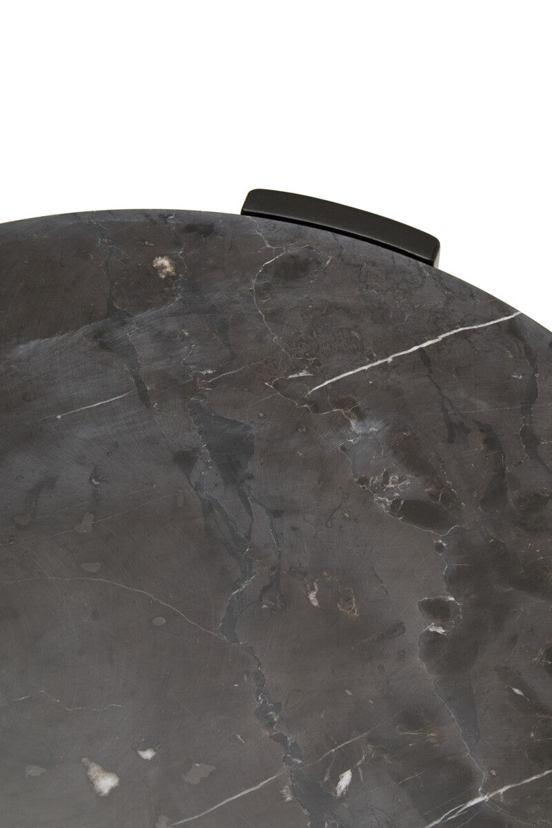 Palermo black marble small round coffee table, close up view 4