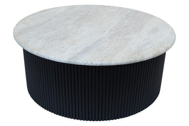 Walton cream travertine coffee table, tabletop detail