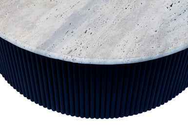 Walton cream travertine coffee table, close up view 2