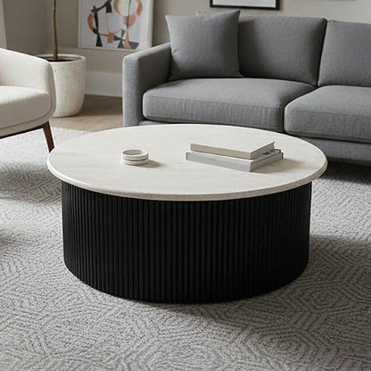 Walton cream travertine coffee table, front view