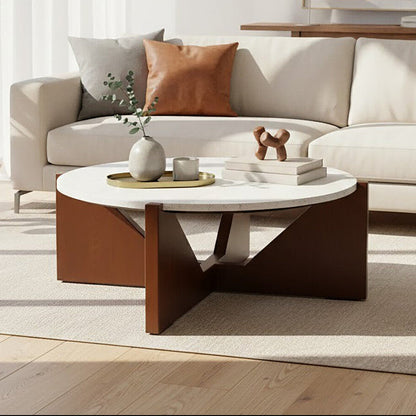 Winton cream travertine coffee table, front view