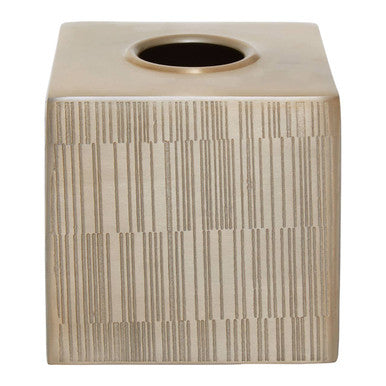 Allegra Champagne Line-Effect Aluminium Tissue Box 13 cm