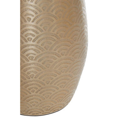 Close-up detail of the pump head on the Allegra Champagne Etched Soap Dispenser