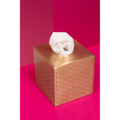 Allegra Champagne Etched Aluminium Tissue Box 13 cm