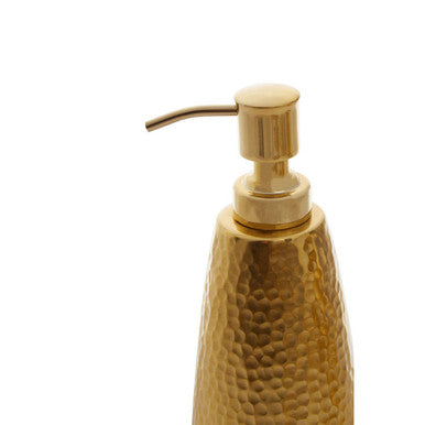 Close-up of the hammered texture on the Allegra Gold Soap Dispenser