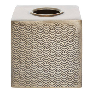Allegra Gold Etched Aluminium Tissue Box 13 cm