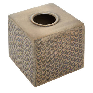 Allegra Gold Etched Aluminium Tissue Box 13 cm
