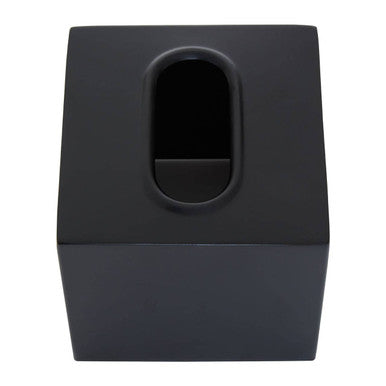 Allegra Black Stainless Steel Tissue Box with Green Detail 13 cm
