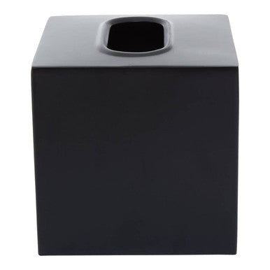 Allegra Black Stainless Steel Tissue Box with Green Detail 13 cm