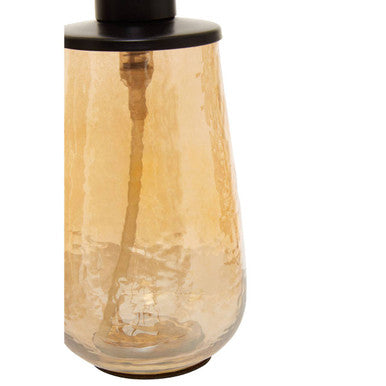 Close-up detail of the black pump on the Allegra Black and Gold Soap Dispenser