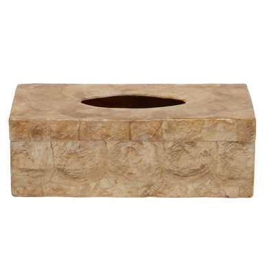 Palu Beige Seashell Rectangular Tissue Box 27 cm