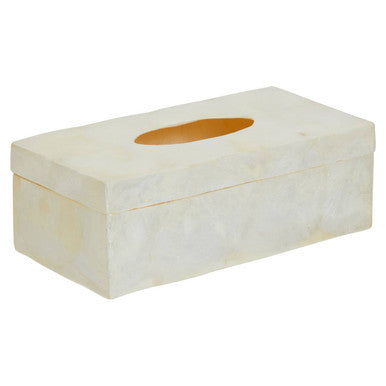 Palu White Seashell Rectangular Tissue Box 27 cm