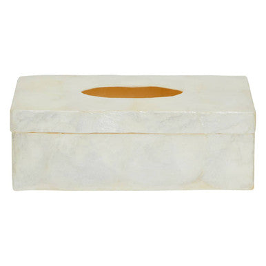 Palu White Seashell Rectangular Tissue Box 27 cm
