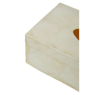 Palu White Seashell Rectangular Tissue Box 27 cm