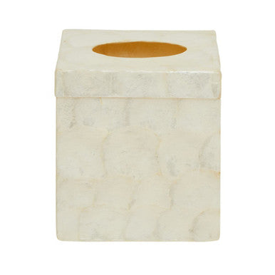 Palu White Seashell Square Tissue Box 15 cm