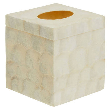 Palu White Seashell Square Tissue Box 15 cm