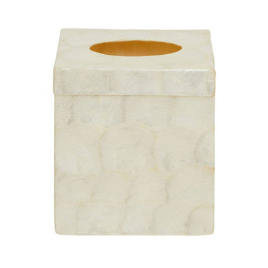 Palu White Seashell Square Tissue Box 15 cm