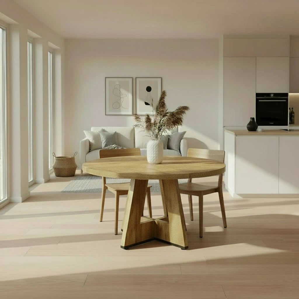 "The Somerset" Round Oak Pedestal Dining Table