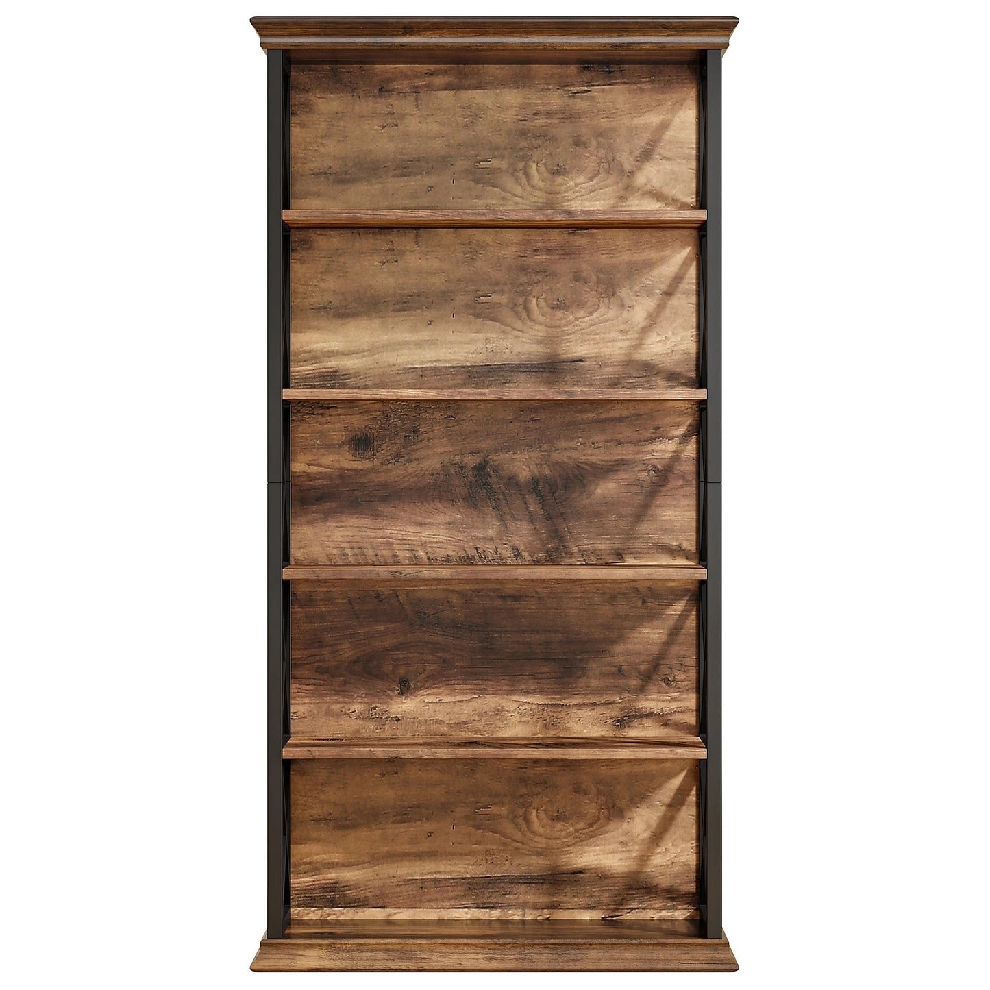 180cm 5-Tier Rustic Industrial Bookcase - Large Open Shelf Display & Storage